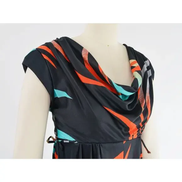 Vintage Black Maxi Dress with Red and Blue Accents - Picture 4 of 9